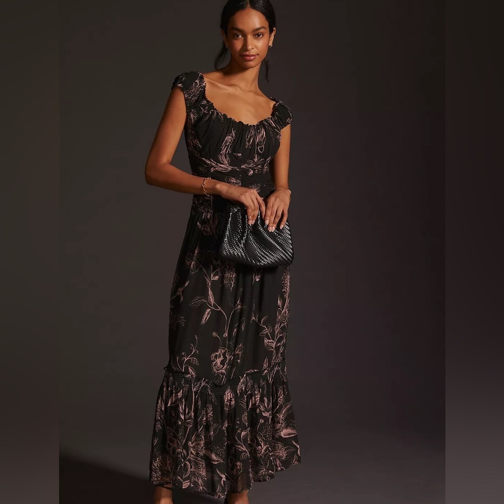 Anthropologie Ruched Sweetheart Midi Dress NWT